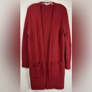 Madewell Cozy Long Walking Cardigan Sz S Sleeve Alpaca Merino Wool Wine 1145